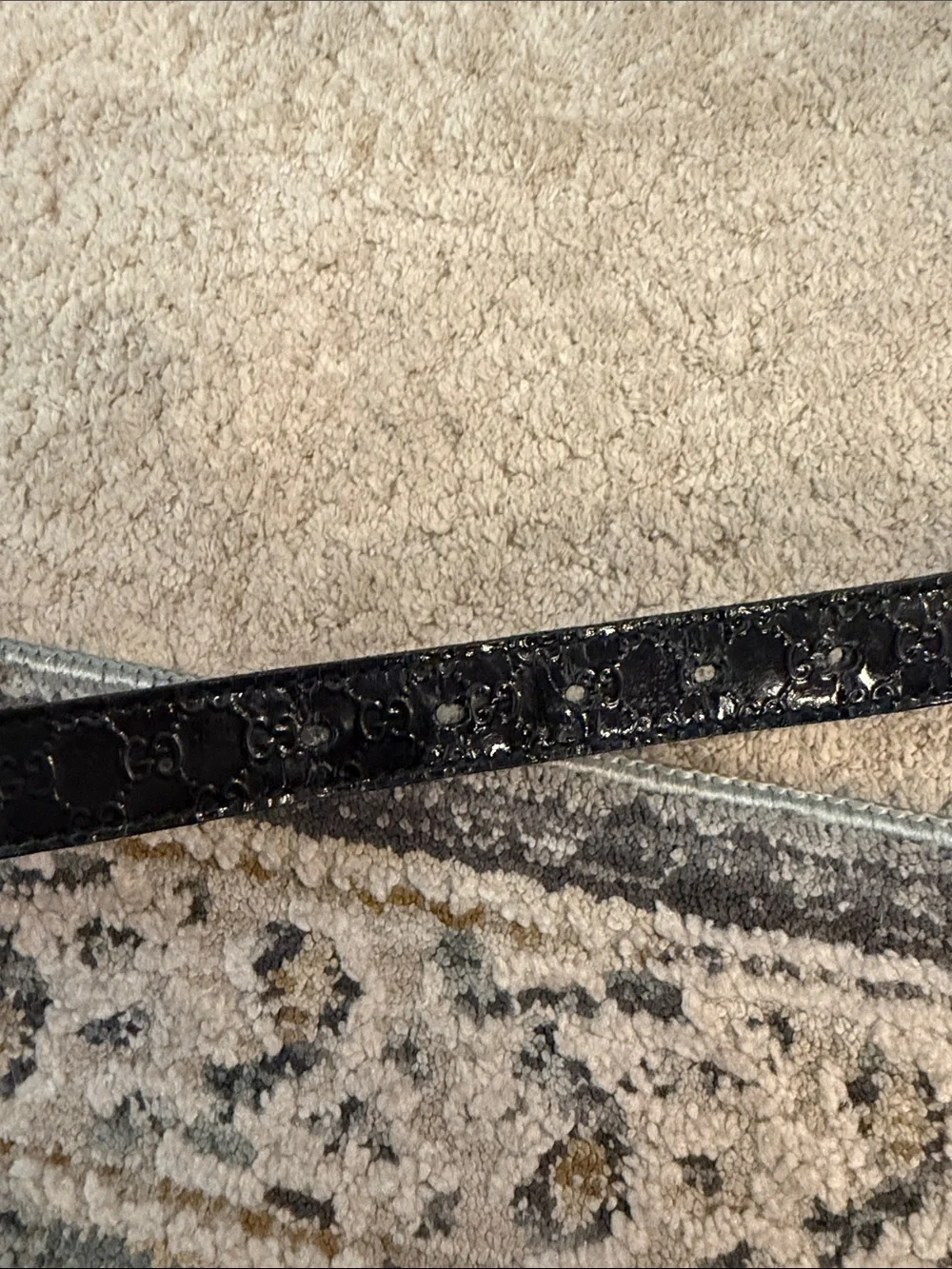 Gucci Black Leather Belt with Silver Interlocking G Buckle